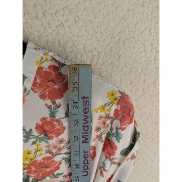 Bobbie Brooks womens short sleeve floral dress w/ waist tie SZ Large - Picture 3 of 6